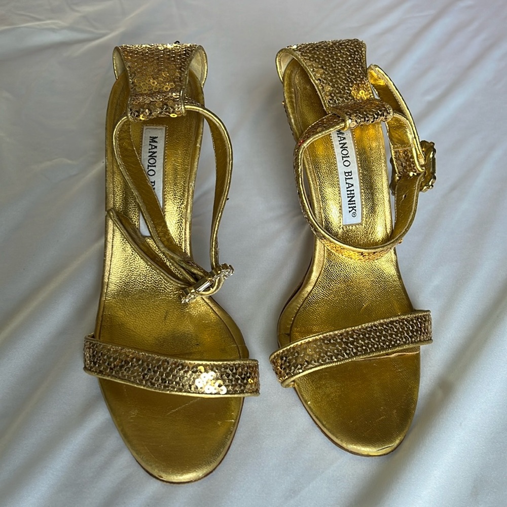 Manila Blanhik Printed Sequin Embellishments Sandals